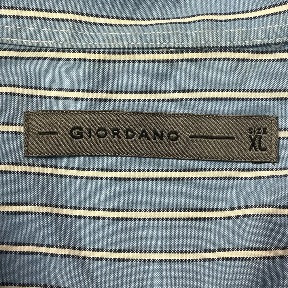 Giordano Button Down‎ Shirt Mens XL Blue Long Sleeve Vintage Eclectic Grandpa